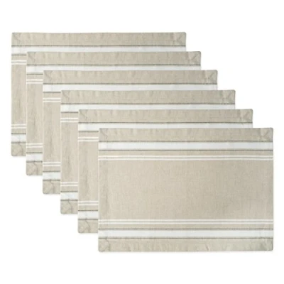 Obrázek DII French Stripe Esstisch Kollektion Bauernhausstil Tischset Set, 33 x 48 cm, Taupe/Weiß, 6 teilig