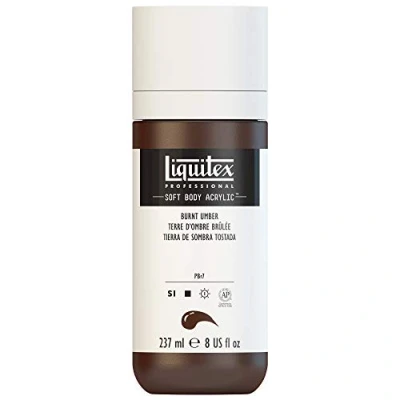 Obrázek Liquitex 1923128 Professional akrylová barva Soft Body umělecká v krémově krycí konzistenci, vysoká pigmentace, světlostálá a odolná proti stárnutí, láhev 237 ml vypálená umbra