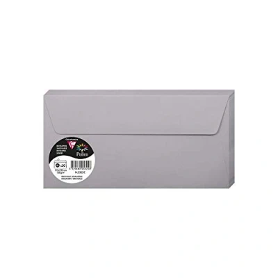 Obrázek Clairefontaine 5325C balení s 20 obálkami pylové samolepicí, formát DL 11 x 22 cm, 120 g, ideální pro vaše pozvánky a korespondenci, šedá koala, 1
