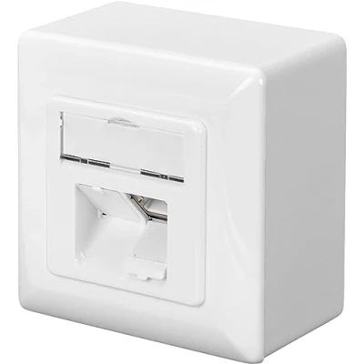 Obrázek DIGITUS Připojovací krabice Cat 6 2 porty RJ45 na omítku síťová zásuvka horizontální přívod možnost designu čistě bílá