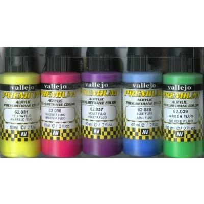 Obrázek Vallejo Premium Color 60 ml sada fluorescenčních barev (sada 5)