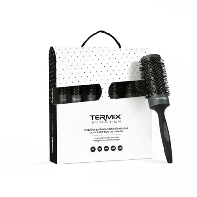 Obrázek Termix Profesionální tepelný kulatý kartáč na vlasy s keramickou trubičkou pro kadeřnický salon Speciálně husté a tvrdé vlasy. Afroamerické Sada 5 kartáči