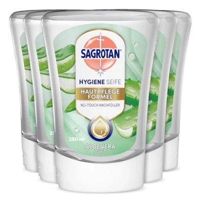 Obrázek Náhradní náplň pro Sagrotan No Touch, Aloe Vera, tekuté mýdlo, balení po 5 ks (5x 250 ml)