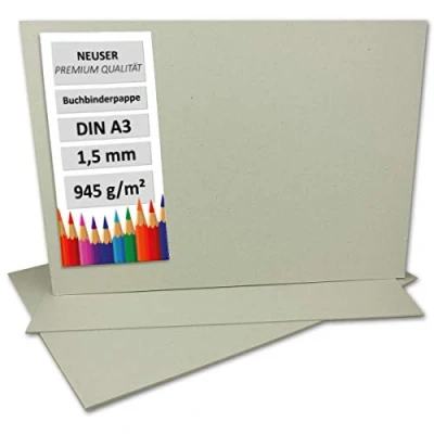 Obrázek 10 kusů knižní lepenka DIN A3 tloušťka 1,5 mm (0,15 cm) gramáž: 945 g/m² formát: 29,7 x 42 cm barva: šedo hnědá