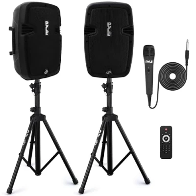 Obrázek Pyle Aktivní subwoofer + sada pasivní subwooferu basový box se skládá z aktivního reproduktoru 700 W, Bluetooth s aktivním reproduktorem, mikrofonem, stojanem a