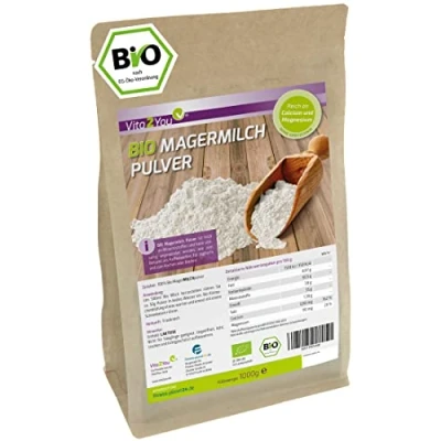 Obrázek Vita2You bio sušené odstředěné mléko 1000 g 100% kvalita na pečení káva bílé jogurty 1 kg prémiová