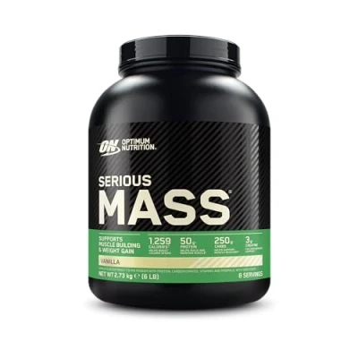 Obrázek Optimum Nutrition Serious Mass Weight Gainer prášek, příchuť vanilka, 2. 73 kg, 8 porcí