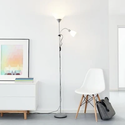 Obrázek Lightbox LED stropní svítilna s teplým bílým světlem a kolébkovým spínačem výška 1,8 m jednoduchá stojací lampa včetně světelného zdroje vyměnitelné 806 lm &amp; 400 z kovu/plastu v