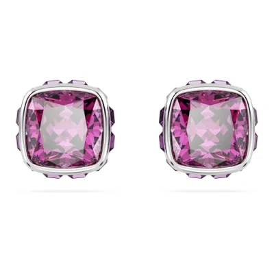 Obrázek Swarovski Birthstone Ohrstecker Februar, Rosafarbene und Rhodinierte Ohrringe mit Strahlenden Kristallen