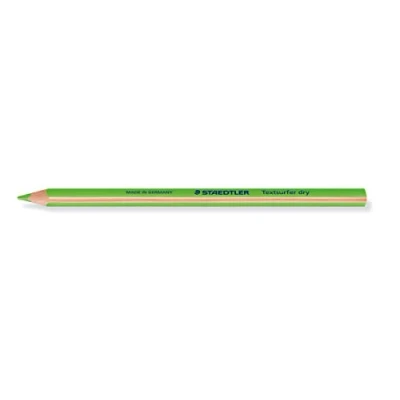 Obrázek STAEDTLER Suchý zvýrazňovač, pastelka, neonově zelená, ergonomický trojhranný tvar, ideální pro tenký papír, 12 suchých zvýrazňovačů v kartonovém pouzdře, 128 64 5
