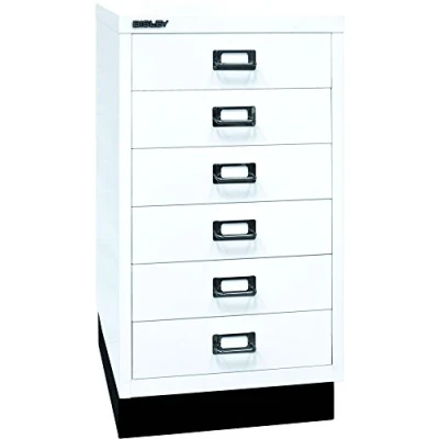 Obrázek BISLEY MultiDrawer, 29dílná série s podstavcem, DIN A3, 6 zásuvek, kov, 696 dopravní bílá, 43. 2 x 34, 9 67 cm