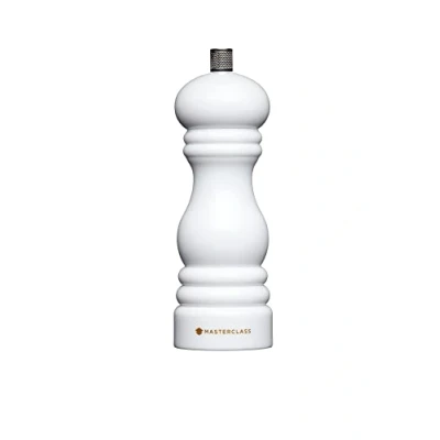 Obrázek MasterClass Gewürzmühle, Salz und Pfeffermühle, Salzmühle aus Kunststoff, Handmühle mit austauschbarem Deckel, Pfefferstreuer, Plastik, Weiß, 17 cm