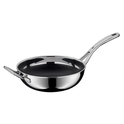 Obrázek WMF Profi Resist pánev wok 28 cm, indukční wok, vícevrstvý materiál plně potažený, voštinová struktura, rukojeť z ušlechtilé oceli, vhodná do trouby