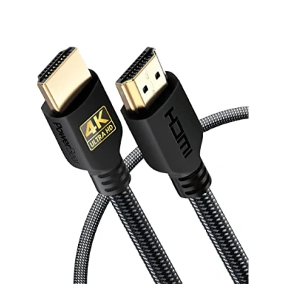 Obrázek PowerBear 4K HDMI Kabel 1m 18Gbps Hochgeschwindigkeit Kabel, geflochtenes Nylon &amp; Goldstecker, @ 60Hz, Ultra HD, 2K, 1080P, ARC CL3 zertifiziert für Laptop, Monitor, PS5, PS4 mehr