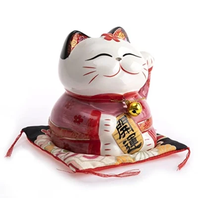 Obrázek Lachineuse Maneki Neko Sparschweinstatuette, Rot, 15x15x18cm
