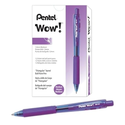 Obrázek Pentel BK440 V kuličkové pero s tlakovou mechanikou a ergonomickou trojúhelníkovou zónou rukojeti, fialové, 1 kus (balení 12 ks)