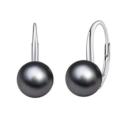 Obrázek SILVEGO Dámské náušnice ze sterlingového stříbra 925 s bílou, černou nebo růžovou perlou Swarovski Crystals, Mincovní stříbro, syntetická perla