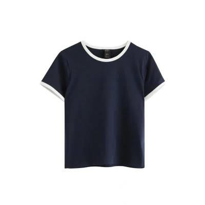 Obrázek Lindex Short Sleeved Jednoduché tričko, Ženy, Velikost: 34, Dark navy