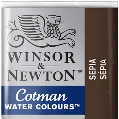 Obrázek Winsor &amp; Newton 0301609 Cotman akvarelová barva s dobrou průhledností, vynikající intenzitou tónování a dobrými vlastnostmi malby, vody v 1/2 misce sépiová