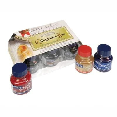 Obrázek Winsor &amp; Newton 1190192 kaligrafické tuše, sada 6 barev ve 30ml lahvičkách, lze vzájemně míchat, stálobarevné, odolné barvy