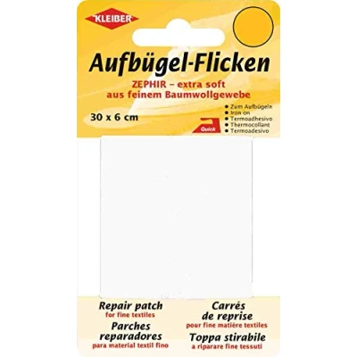 Obrázek Kleiber + Co.GmbH Aufbügel Flicken Zephir Aufbügelflicken, Baumwolle, weiß, 30 x 6 0.3 cm