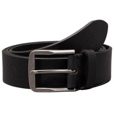 Obrázek Calvin Klein Jeans Pánský opasek Classic Flat Leather Belt 35 mm z kůže, černá (celoplošný potisk)