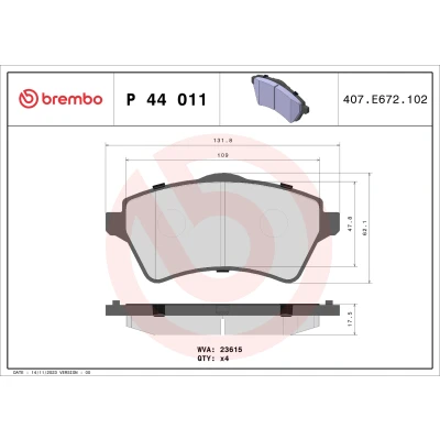 Obrázek Brembo P44011 přední brzdové destičky, počet 4