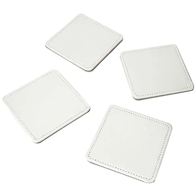 Obrázek Creative Tops, stolní podložky, umělá kůže, stříbrná, 10 cm, sada 4