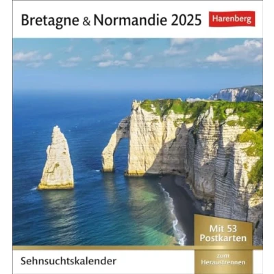 Obrázek Bretagne &amp; Normandie Sehnsuchtskalender 2025 Wochenkalender mit 53 Postkarten: Postkarten in einem Urlaubsflair. ... zum Aufhängen (Sehnsuchtskalender Harenberg)