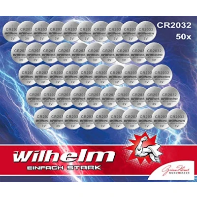 Obrázek 50x knoflíková baterie CR2032 Wilhelm Lithium 3V CR 2032 průmyslové zboží