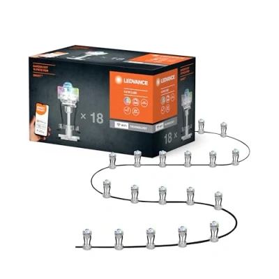 Obrázek LEDVANCE Chytré LED zahradní svítidlo s WIFI technologií, základní balíček 18 body pro venkovní použití, měnící se barvy RGB, kompatibilní Google a Alexa Voice Control, Smart + GARDEN DOT