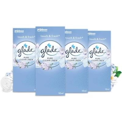 Obrázek Glade Touch &amp; Fresh (Brise One Touch) doplňovač, osvěžovač vzduchu mini sprej, Pure Clean Linen, balení 4 ks (4 x 10 ml)