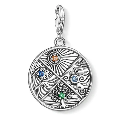 Obrázek Thomas Sabo Dámský elegantní přívěsek 4 prvky země voda vzduch oheň Charm Club 925 Sterlingové stříbro 1814 945 7, stříbro, Kubická zirkonie
