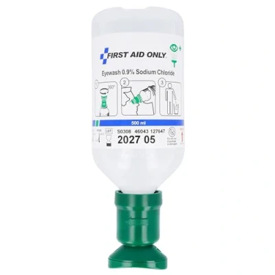 Obrázek First Aid Only Lahvička na oční mytí 500 m / roztok chloridu sodného (0,9%) první pomoc sprcha s fyziologickým roztokem efektivní čištění očí při poranění nebo znečištění/P 44011 00