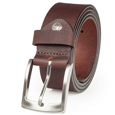 Obrázek LINDENMANN pásek pánský celokožený z buvolí kůže, šířka 40 mm, lze zkrátit, pásek, kožený džínový XL, Tmavě hnědý, hnědá