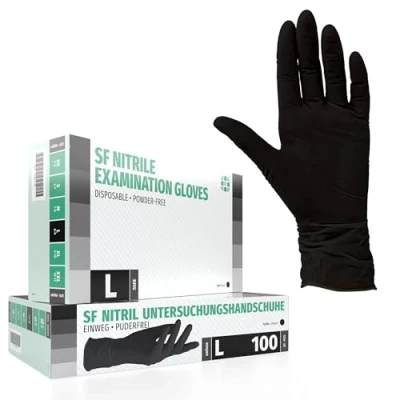 Obrázek nitrilové Rukavice 100 kusů box (L, černá) na jedno použití, jednorázové rukavice, vyšetřovací bez pudru, latexu, nesterilní, disposible gloves,