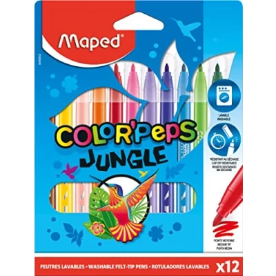 Obrázek Maped Filzstifte/Fasermaler COLOR&#039;PEPS JUNGLE mit mittlerer Spitze 12x Stifte, sortiert