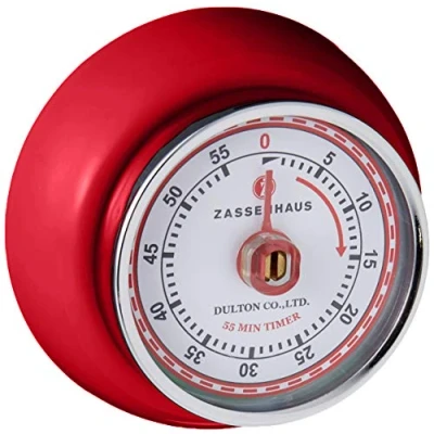 Obrázek Zassenhaus Kuchyňská minutka SPEED, červená, Ø 7 cm x 3 cm, analogový ukazatel času s funkcí alarmu, odpočítávací hodiny podporují časové plánování při vaření nebo pečení
