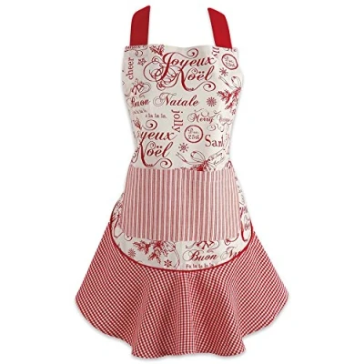 Obrázek DII Damen Weihnachten Küchenschürze Verstellbare Erwachsene Größe zum Kochen, Backen, Basteln &amp; Unterhaltung, Einheitsgröße, Joyeux Noel