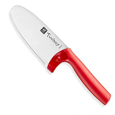 Obrázek ZWILLING Twinny dětský kuchařský nůž, 10 cm, s ochranou prstů, nerezová ocel, zaoblený tvar čepele, design vhodný pro děti, plastová rukojeť, červená