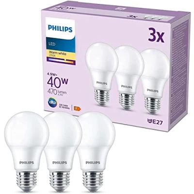 Obrázek Philips LED žárovka Classic E27, 40 W, matná, teplá bílá, nestmívatelná, balení 3 ks
