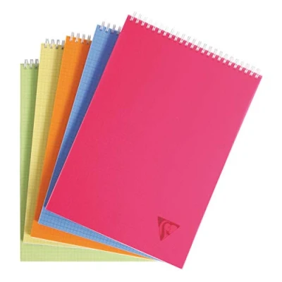 Obrázek Clairefontaine 328635C blok Linicolor FRESH, s oboustrannou spirálou DIN A4, 80 listů 90 g, vazba z drážkovaného polypropylenu, barevně tříděné, 1 kus
