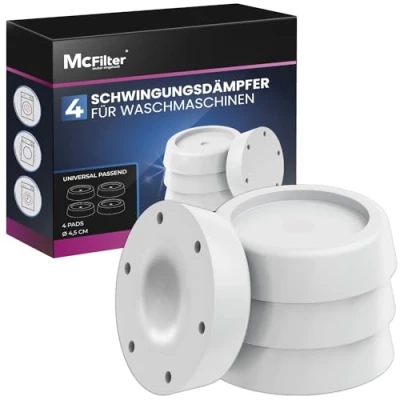 Obrázek McFilter 4 tlumiče vibrací pro pračky a sušičky Univerzální kompatibilní s Bosch, Siemens, AEG Protiskluzové gumové podložky, nohy, podložka pod pračku bílá
