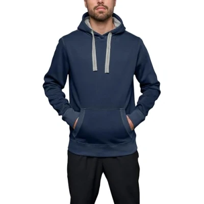 Obrázek HRM Unisex Sweat Hoodie I Premium pulovr s kapucí pro dámy a pány kontrastní podšívkou Basic dámský pánský kvalitní udržitelné oblečení, Námořnická modrá