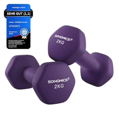 Obrázek 2dílná sada činek od Songmics, 0,5 kg, 1 1,5 2 3 4 kg a 5 krátké gymnastické činky obalené vinylem v různých hmotnostech barvách