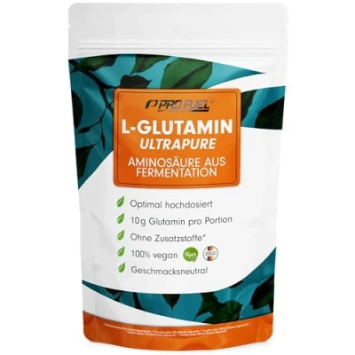Obrázek L glutaminový prášek 500 g, veganský, optimálně vysoká dávka a chuťově neutrální, glutamin bez přísad, ultračistý s více než 99,9% čistotou, z fermentace, laboratorně testováno, zásoba na 50 dní