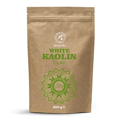 Obrázek bílý jíl prášek kaolin 500 g pleťový krém bez chemie kosmetika pro přírodní pleťovou masku peeling a péči o vlasy s kaolinem