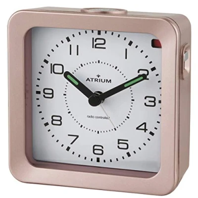 Obrázek Atrium Radiobudík analogový quartz bez tikání se světlem a snooze svítící ručička rosé A660 17
