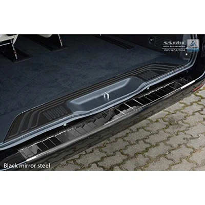 Obrázek Zrcadlová černá ušlechtilá ocel ochrana zadního nárazníku kompatibilní s Mercedes Vito / třída V 2014 2019 &amp; Facelift &#039;Ribs&#039;