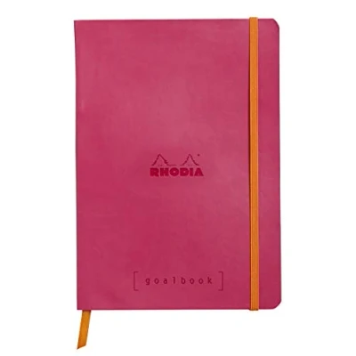 Obrázek Rhodia 117752C poznámkový sešit Goalbook (DIN A5, 14,8 x 21 cm, puntíky, praktický a trendový, s měkkým víkem, 90 g, papír v barvě slonoviny, 120 listů, guma, záložka) 1 kus, malina